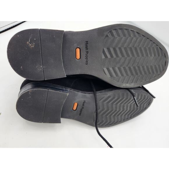 Black Suede Ankle Boots with Faux Fur Trim, Lace-Up Closure - Picture 11 of 15